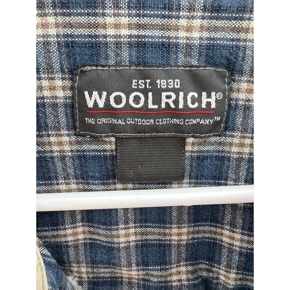Mens Woolrich Shirt Size Unknown Blue Plaid Long Sleeve Button Up - Picture 5 of 11